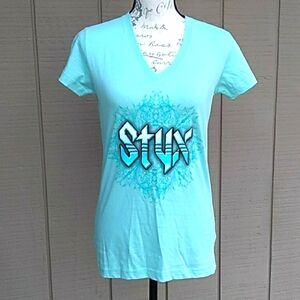 STYX All Hits All Night Concert Shirt Pale Turquoise Size Large